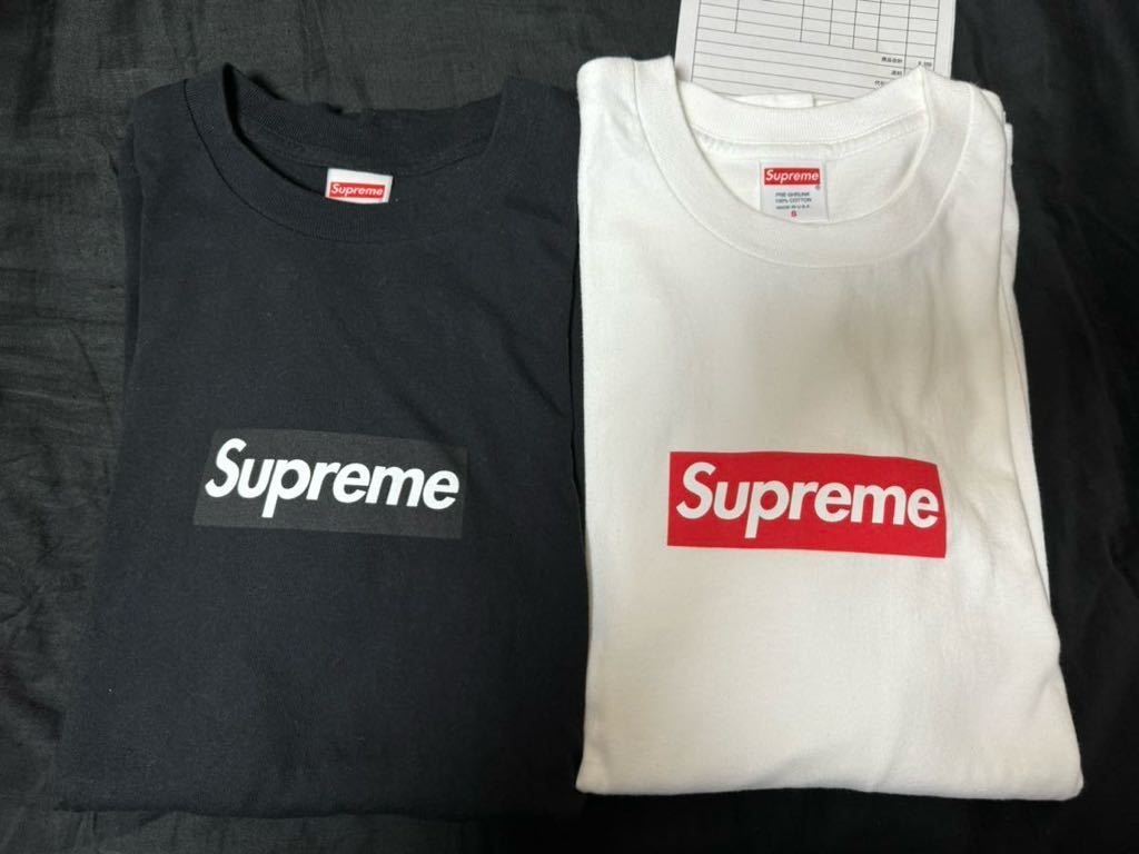 最終価格【美品】SUPREME Box Logo 20FW L/S Tee Black White セット売り S シュプリーム 黒 白 長袖Tシャツ ロンT ボックスロゴ box_画像1