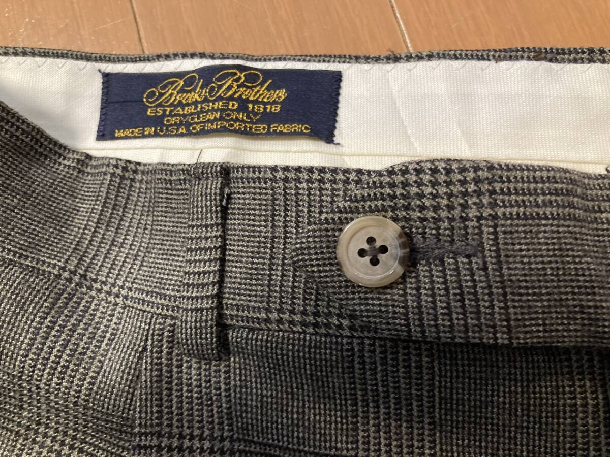 ★美品 ～90s BrooksBrothers ブルックスブラザーズ チェック柄 パンツ USA製 36 ウール グレンチェック スラックス オールド ビンテージ_画像3