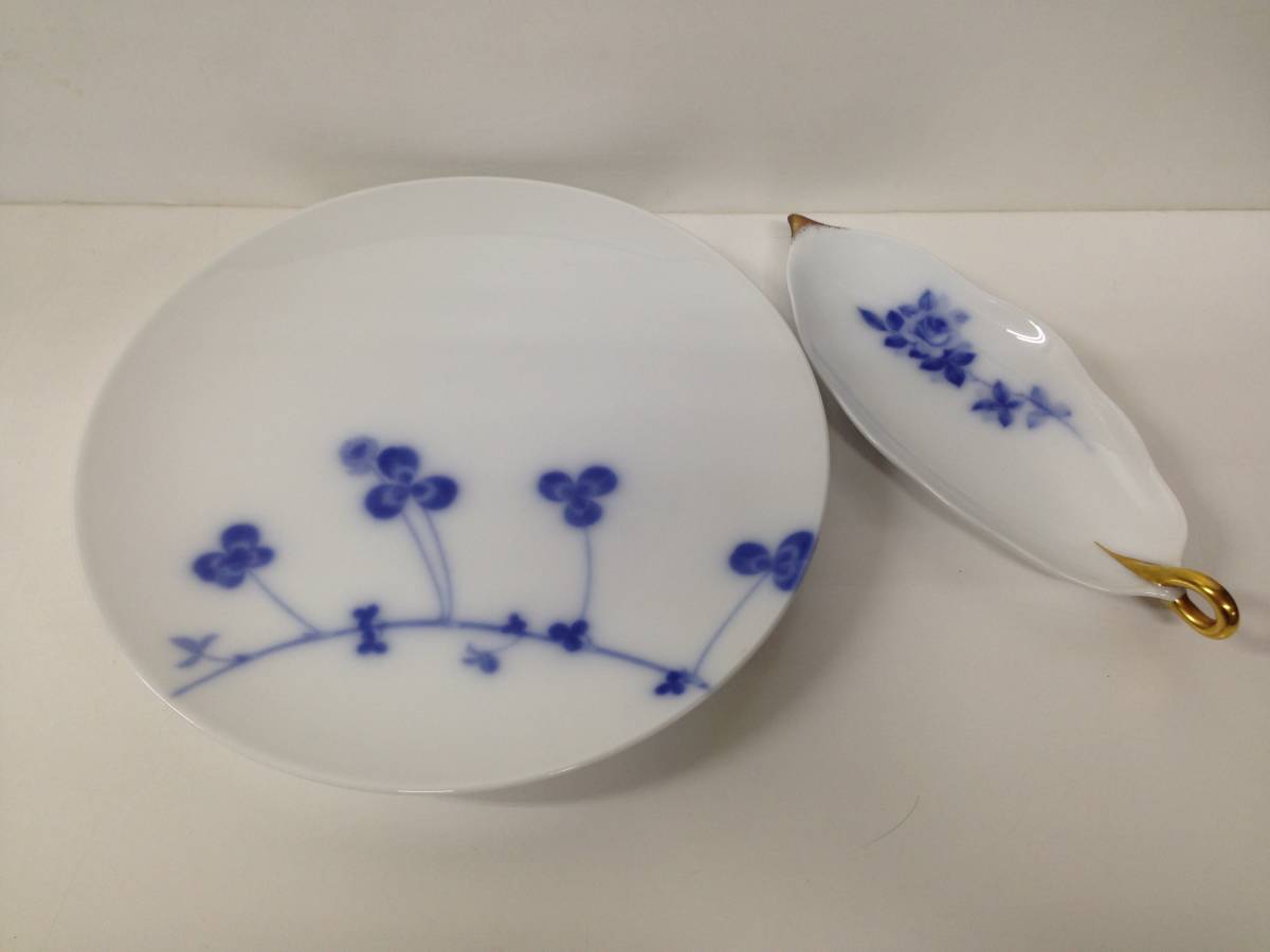 OKURA 大倉陶園 ブルーローズ 青薔薇 金彩 陶磁器 食器 お皿_画像1