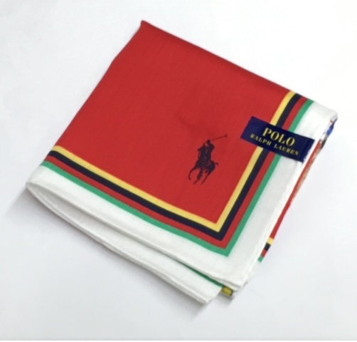 【POLO RALPH LAUREN】（NO.3075）ポロ ラルフローレン ハンカチ　ビッグベア　くま　赤　未使用　50cm_画像4