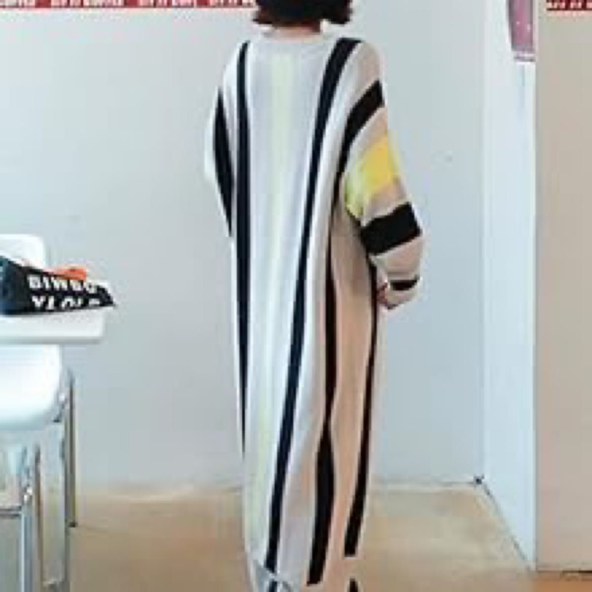 試着のみ☆即購入可☆長いセータードレスカジュアルニットのドレス ワンピース 細見えマジックスリーブ ロング