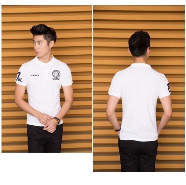 【XL 白】 刺繍 半袖 ポロシャツ メンズ ホワイト ゴルフウェア シャツ シンプル カジュアル 春 夏 2_画像6