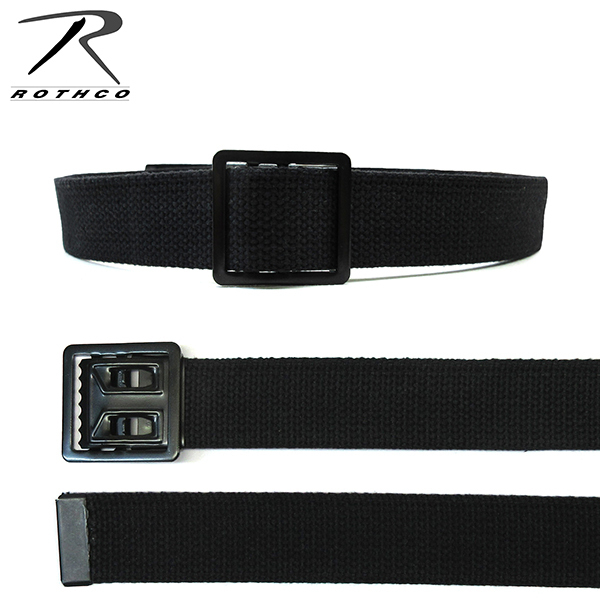 [送料260円]ROTHCO 新品 オープンフェイス バックル ベルト (黒黒) コットン キャンバス GI BELT サバゲー 長い ミリタリー 無地_画像2