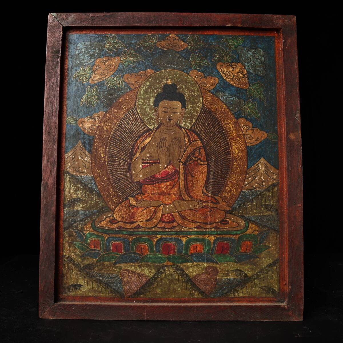 珍品旧蔵*中国・西藏手描き板 釈迦牟尼 仏祖 ドンカ 極細工 稀少 珍品旧蔵*中国・西藏手描き板 釈迦牟尼 仏祖 ドンカ 極細工 稀少