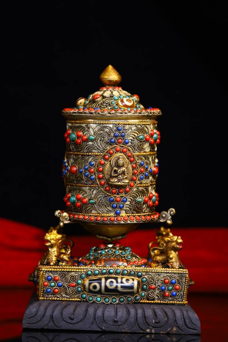 34300円 *珍品旧蔵*清時代 西藏 藏銀 轉經輪 純手工敲打鏨刻 34300円 *珍品旧蔵*清時代 西藏 藏銀 轉經輪 純手工敲打鏨刻