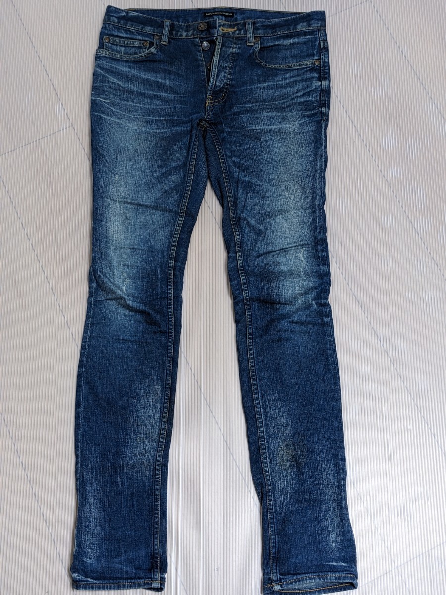 ■LOUNGE LIZARD ラウンジリザード / STRETCH DENIM / 日本製 メンズ / インディゴ USED加工 ストレッチ スリム デニムパンツ size 1_画像1