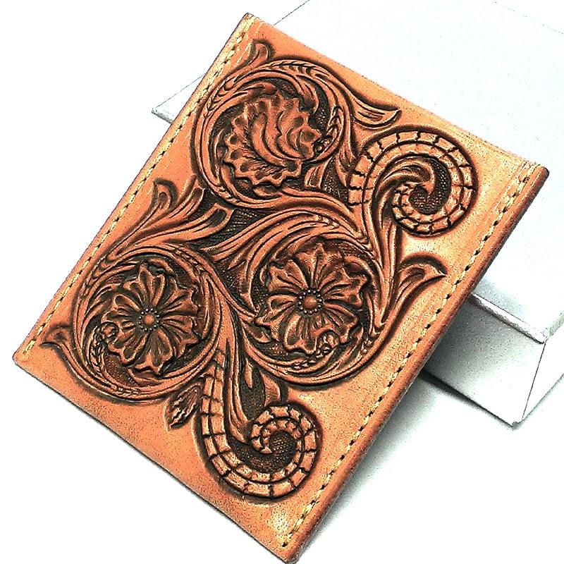  money clip sheli Dan craft book@ cow leather hand carving Leather Works Chaos thin type made in Japan compact storage purse hand made 