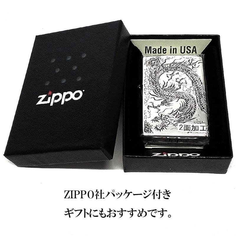 ZIPPO ライター 二面龍 ジッポ シルバー ２面連続彫刻 銀燻し仕上げ 竜 かっこいい 銀 メンズ プレゼント ギフト 御守り おしゃれ 和柄_画像9