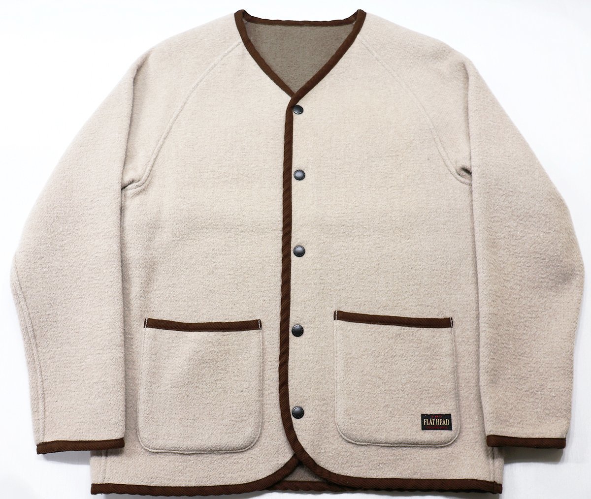 THE FLATHEAD (フラットヘッド) WOOL SHAGGY JACKET / ウール シャギージャケット FN-OJ-W002 美品 ベージュ size 40 / リバーシブル_画像1