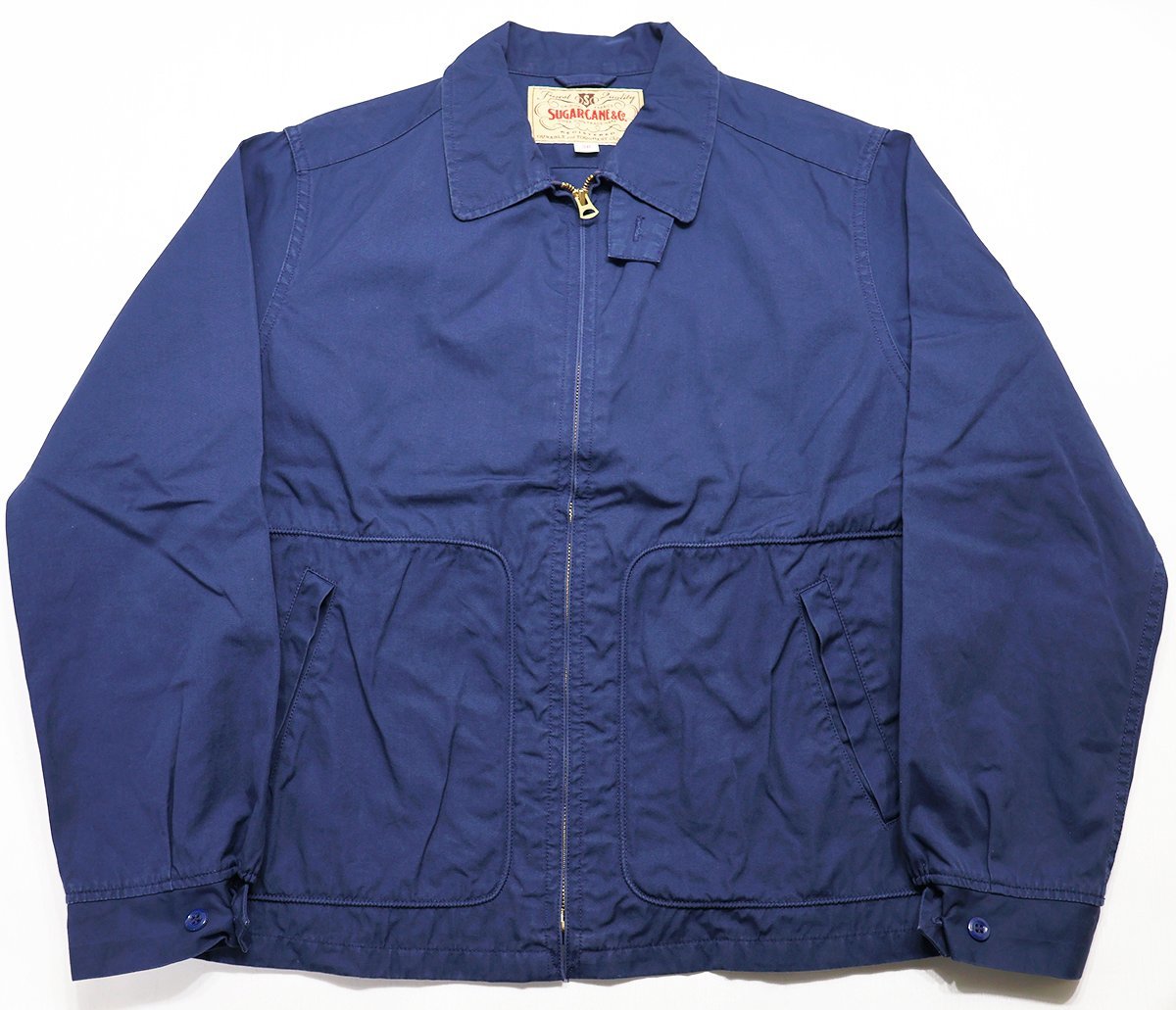 SugarCane (シュガーケーン) Cotton Weather Cloth Sports Jacket / コットン スポーツジャケット sc15293 美品 ネイビー size 36_画像1