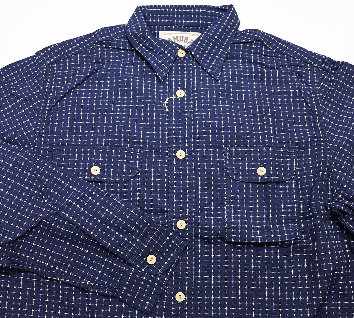 SAMURAI JEANS (サムライジーンズ) Sashiko Check Work Shirt / 刺し子チェックワークシャツ SSS17-L01 未使用品 インディゴ size XXL_画像3