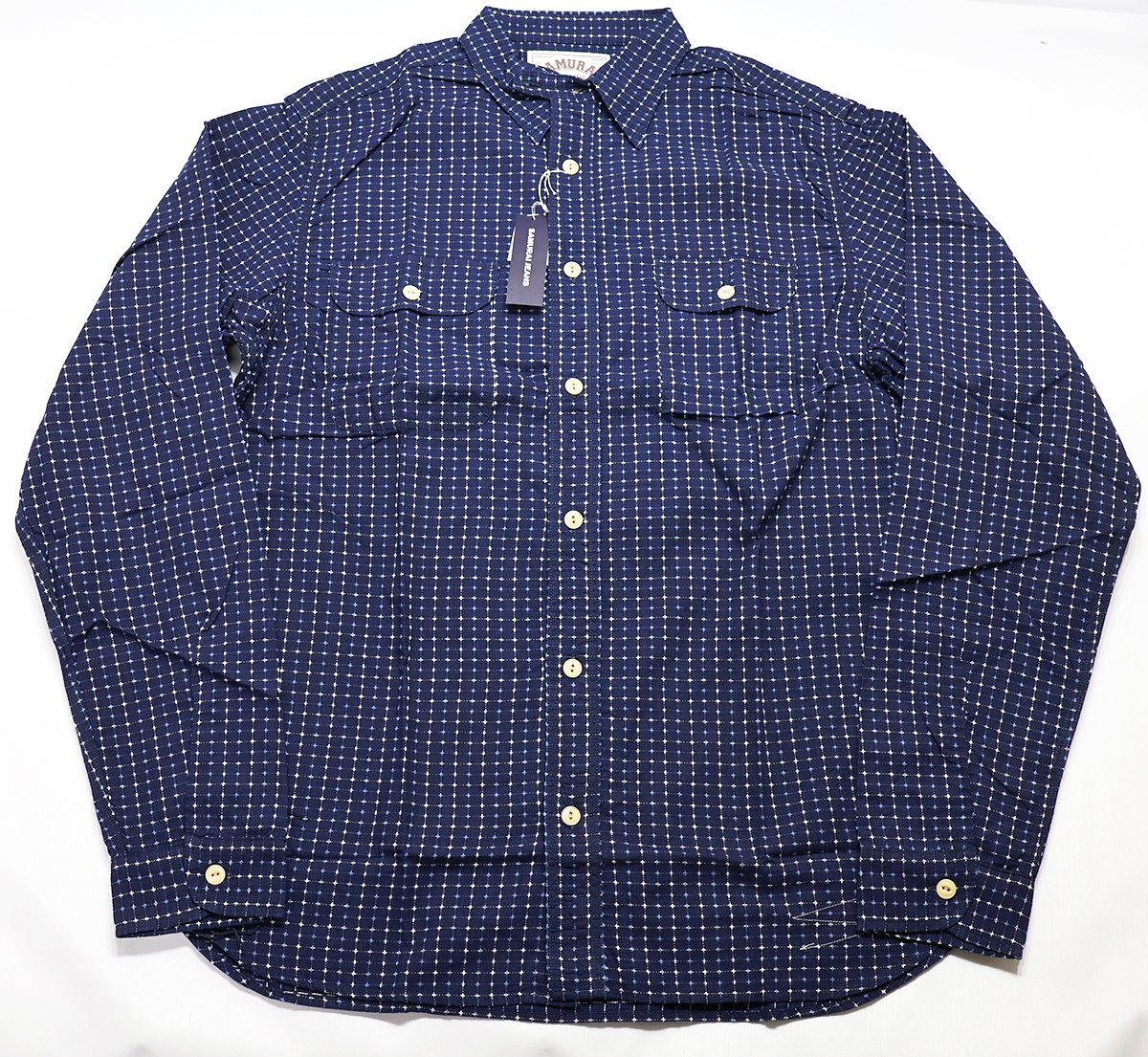 SAMURAI JEANS (サムライジーンズ) Sashiko Check Work Shirt / 刺し子チェックワークシャツ SSS17-L01 未使用品 インディゴ size XXL_画像1