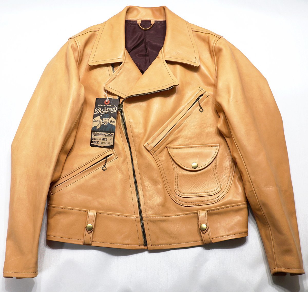 Dapper's (ダッパーズ) Lot 1588 50's Mortorcycle Leather Sports Jacket / トロ―ジャン ライダースジャケット 未使用品 Natural size38_画像1