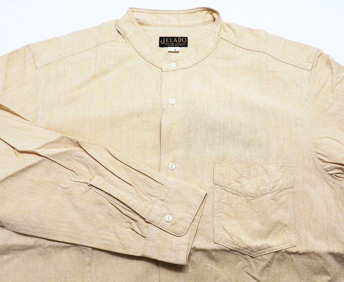 JELADO (ジェラード) Stand Collar Shirt “Ellis” / スタンドカラーシャツ エリス AG62102 未使用品 イエロー size Lの画像3