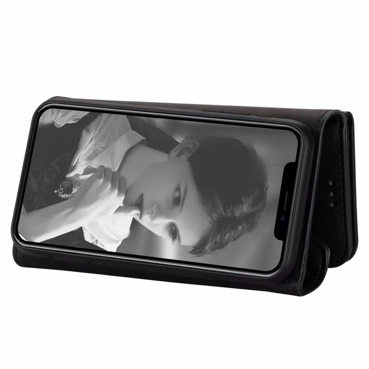 iPhone SE2 ショルダーケース iphone SE3 レザーケース iphone8 カバー アイフォン7/8 レザーケース 手帳型 カード収納 ストラップ付き 黒_画像4