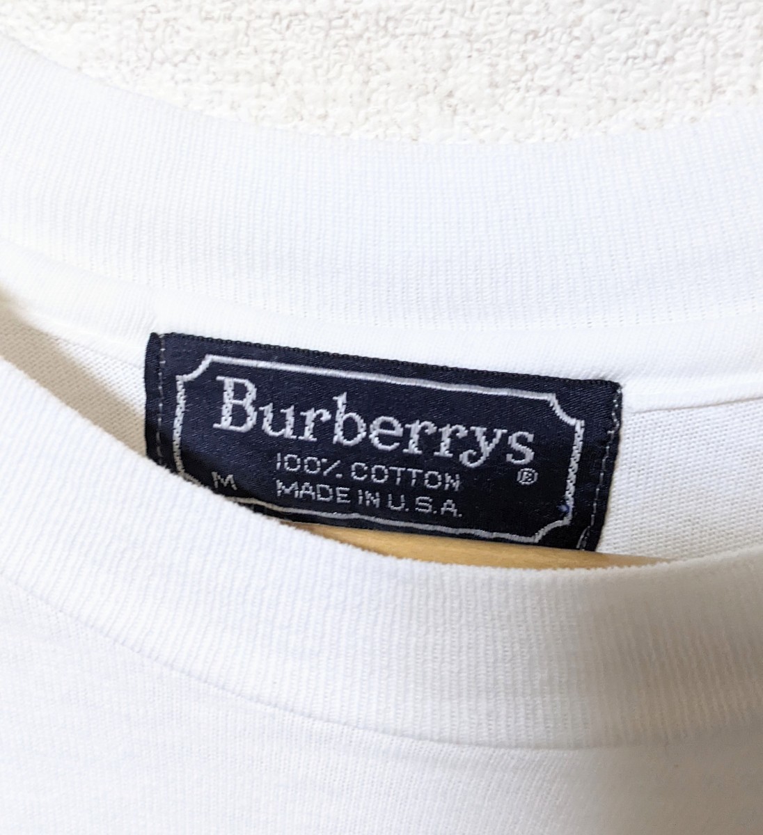 希少 USA製 80sヴィンテージ BURBERRYS VINTAGE バーバリー ヴィンテージ 80s ロゴ ホワイト Tシャツ 半袖 シャツ ホワイト M コットン 90s_画像5