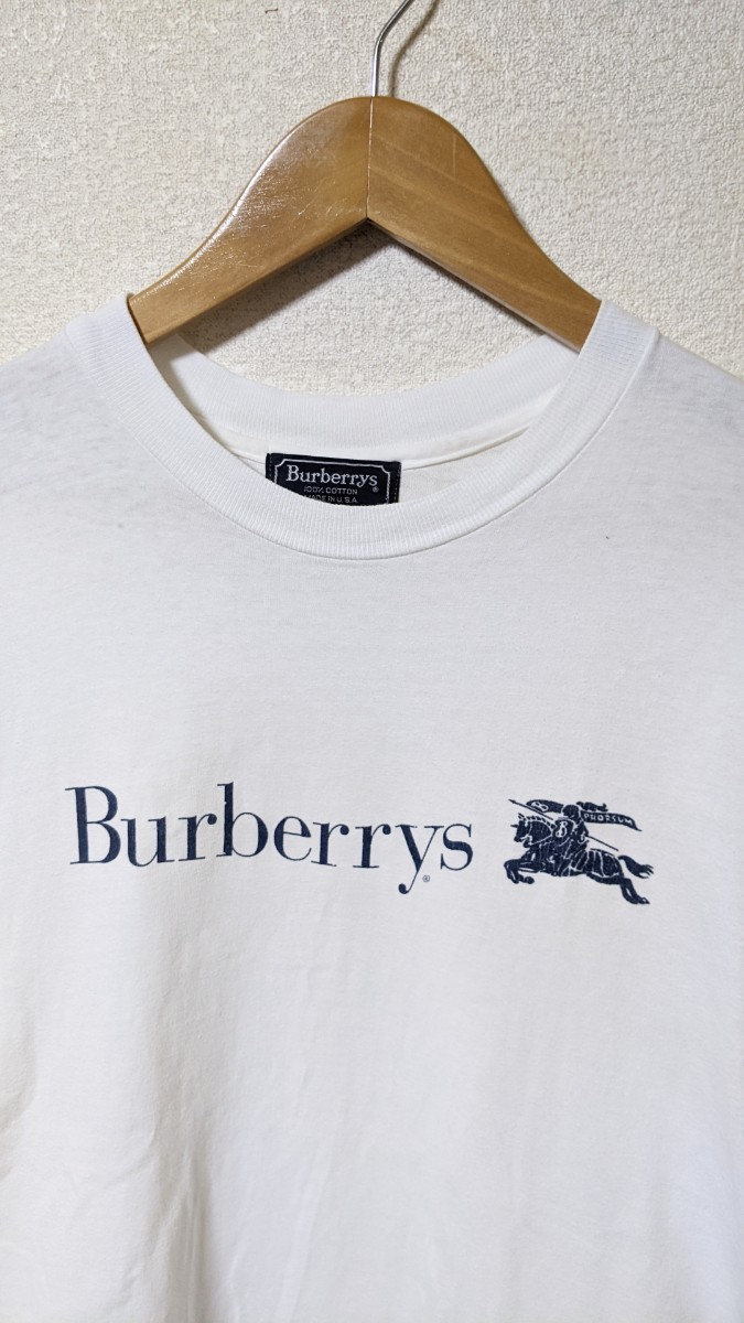 希少 USA製 80sヴィンテージ BURBERRYS VINTAGE バーバリー ヴィンテージ 80s ロゴ ホワイト Tシャツ 半袖 シャツ ホワイト M コットン 90s_画像2