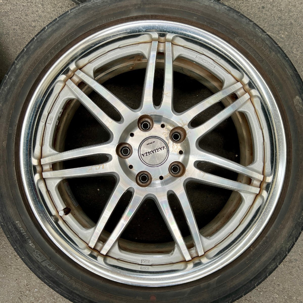 タイヤ付き社外ホイール4本セット　WORK VARIANZA VAT(ワーク ヴァリアンツァ)　18×7.5JJ　+45　114.3　5穴　225/45R18　2017年製　5ミリ_画像5