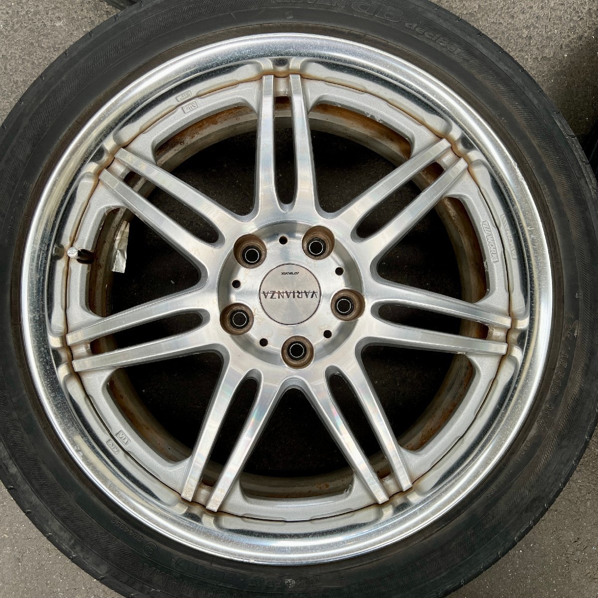 タイヤ付き社外ホイール4本セット　WORK VARIANZA VAT(ワーク ヴァリアンツァ)　18×7.5JJ　+45　114.3　5穴　225/45R18　2017年製　5ミリ_画像4