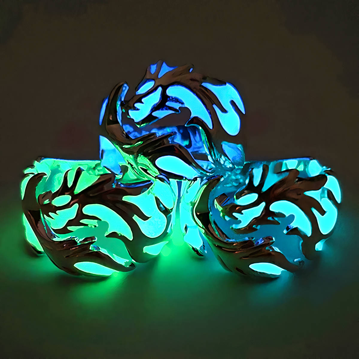  new goods 1 jpy ~* free shipping * dark luminescence 2 color blue green .. Dragon free size K18GF Gold ring birthday present travel consecutive holidays flower see New Year (Spring) the first summer gift domestic sending 
