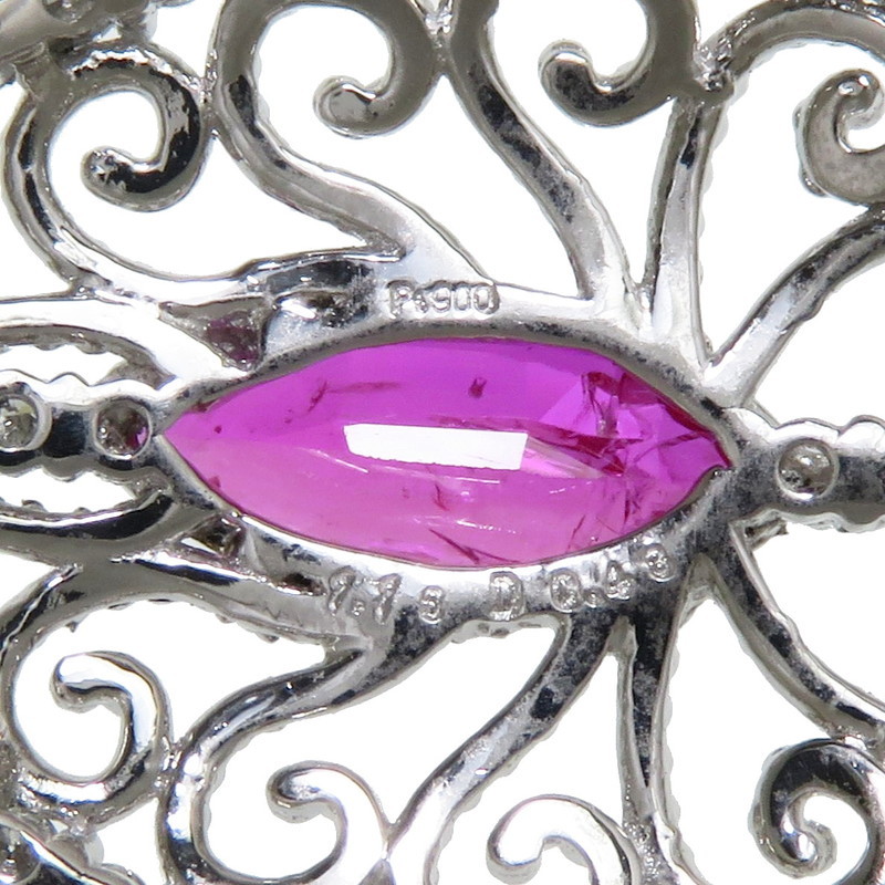 mo The n Beak production non heating pink sapphire 1.16ct diamond total 0.48ct pendant top Pt900 platinum 4.3g lady's 
