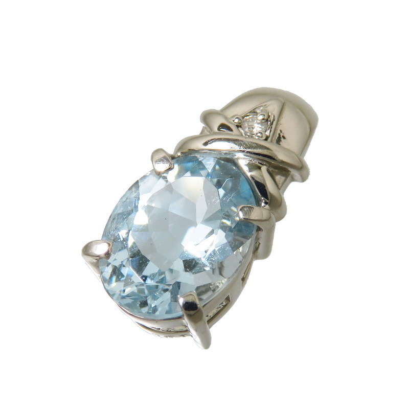 大切な アクアマリン 1.50ct ダイヤモンド 0.01ct ペンダントトップ Pt900プラチナ 2.8g レディース プラチナ