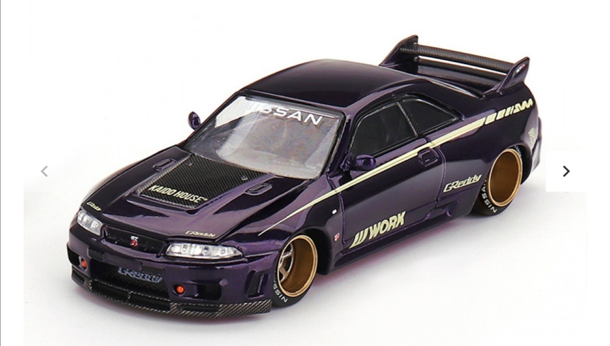 即決！ KAIDO★HOUSE x トゥルースケール ミニGT 1/64 ニッサン スカイライン GT-R R33 Kaido Works V1 ワーク 紫 072 新品・未開封品_画像2