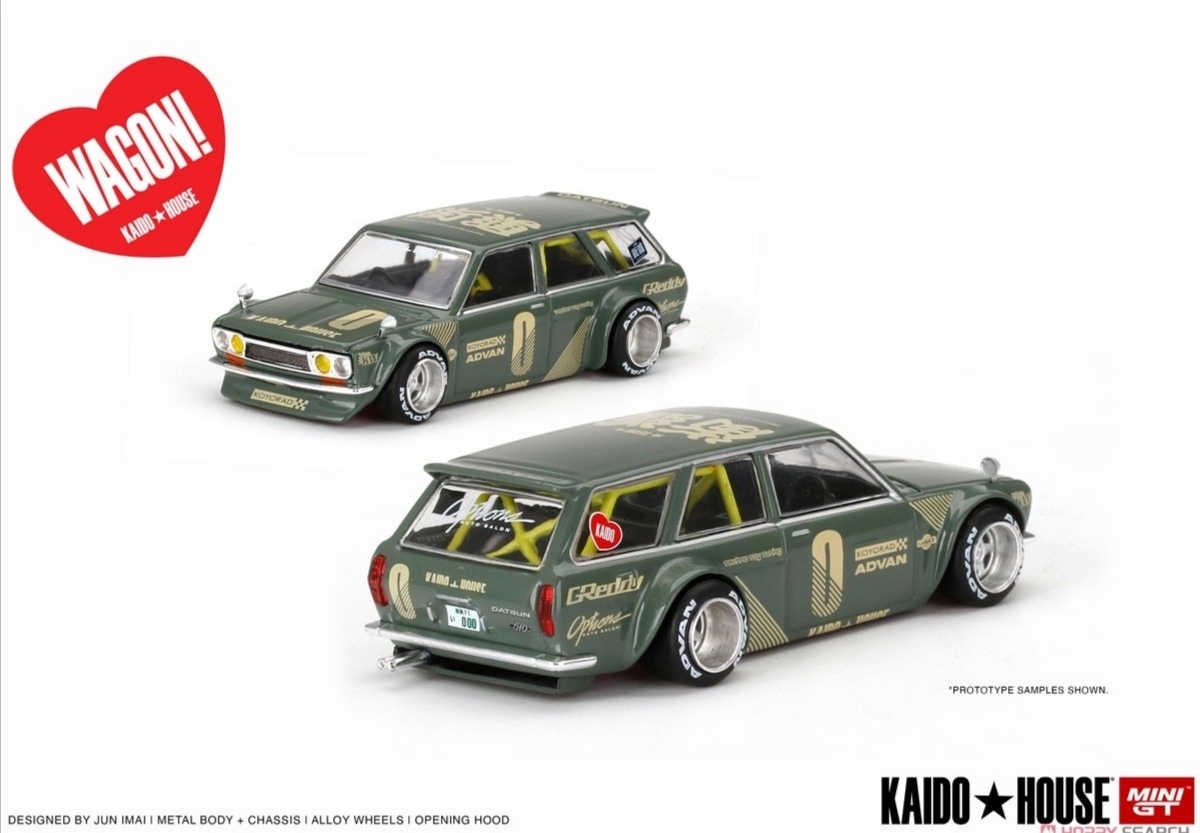 即決！ KAIDO★HOUSE x トゥルースケール ミニGT 1/64 ダットサン 510 ワゴン 緑 010 新品・未開封品_画像4