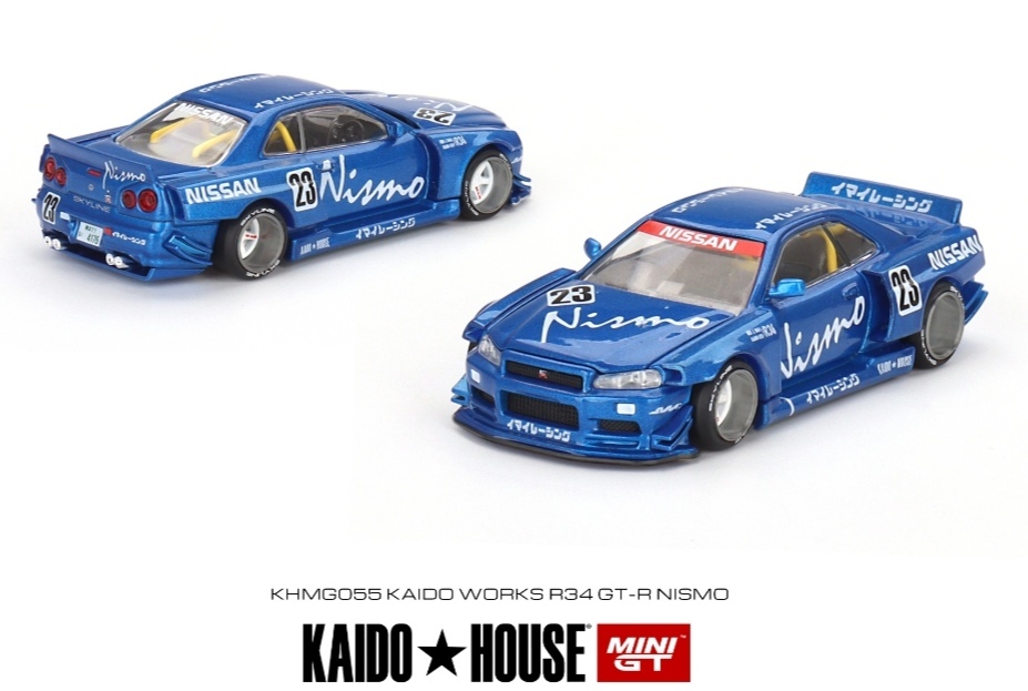 即決！ KAIDO★HOUSE x トゥルースケール ミニGT 1/64 ニッサン スカイライン GT-R R34 Kaido Works V3 ニスモ 青 055 新品・未開封品_画像5