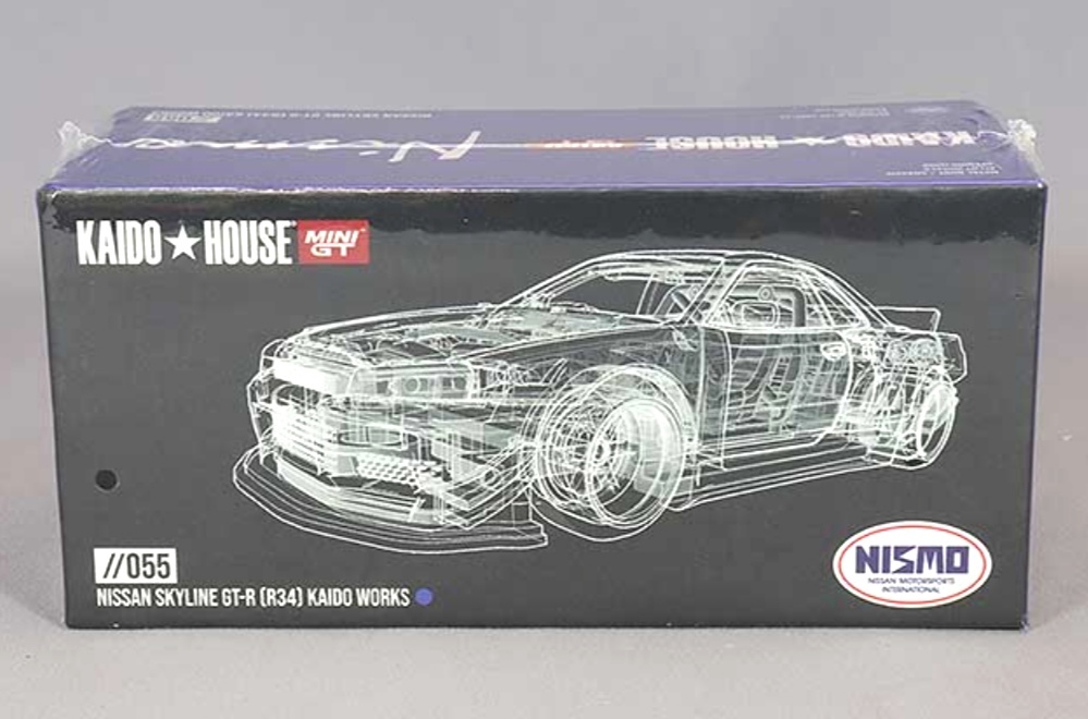 即決！ KAIDO★HOUSE x トゥルースケール ミニGT 1/64 ニッサン スカイライン GT-R R34 Kaido Works V3 ニスモ 青 055 新品・未開封品_画像1