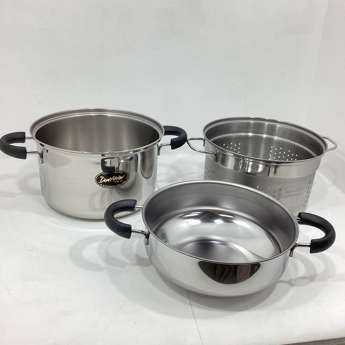[ unused ] Don *a rib 18-8 stainless steel made dome pasta 22cm 5.3L middle basket cover attaching deep saucepan kitchen tool cookware (H818)