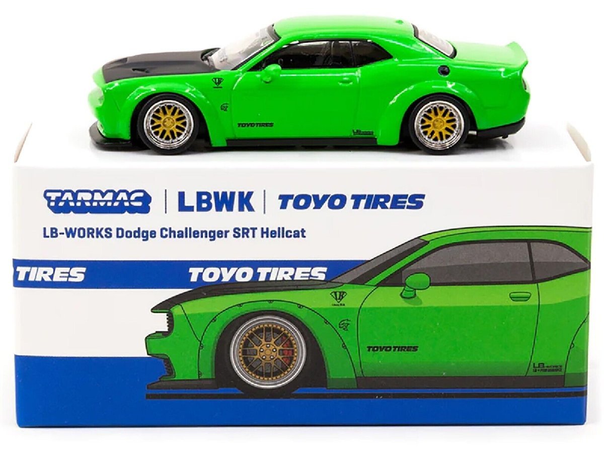 ターマックワークス 1/64 LB-WORKS ダッジ チャレンジャー SRT ヘルキャット グリーン Tarmac Works Dodge Challenger ミニカー_画像4