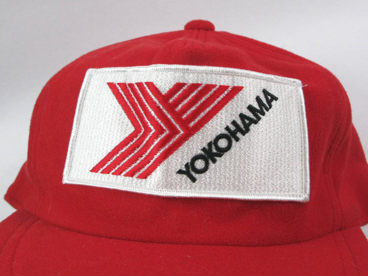  YOKOHAMA ヨコハマ 刺繍ワッペン　キャップ 帽子 フリーサイズ 赤色　ウール調素材　未使用_画像2