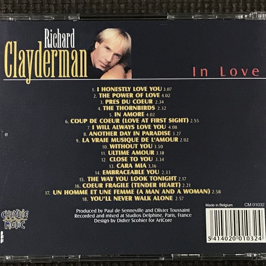 リチャード・クレイダーマン IN LOVE 全18曲　CD　RICHARD CLAYDERMAN_画像2