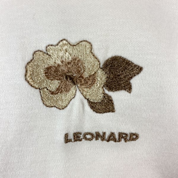 ★激レア★ LEONARD レオナール 花柄刺繍 サイドスリット コットン タンクトップ ベージュ レディース LLサイズ クリーニング済み_画像5