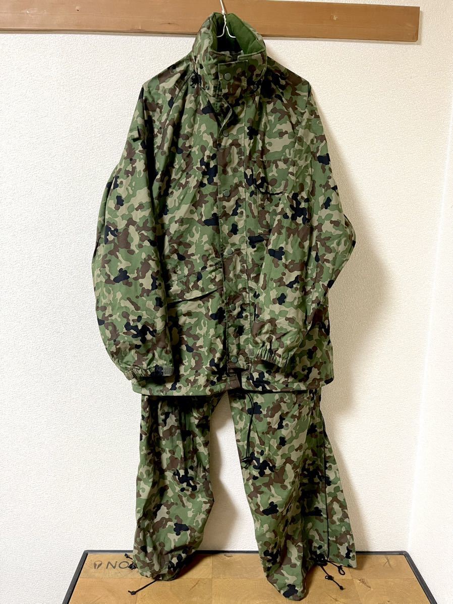 程度良品 陸上自衛隊 迷彩柄 迷彩服上下 防水加工/撥水加工 カッパ/ヤッケ サイズ:L サバゲー/個人装備※説明文必読_画像1