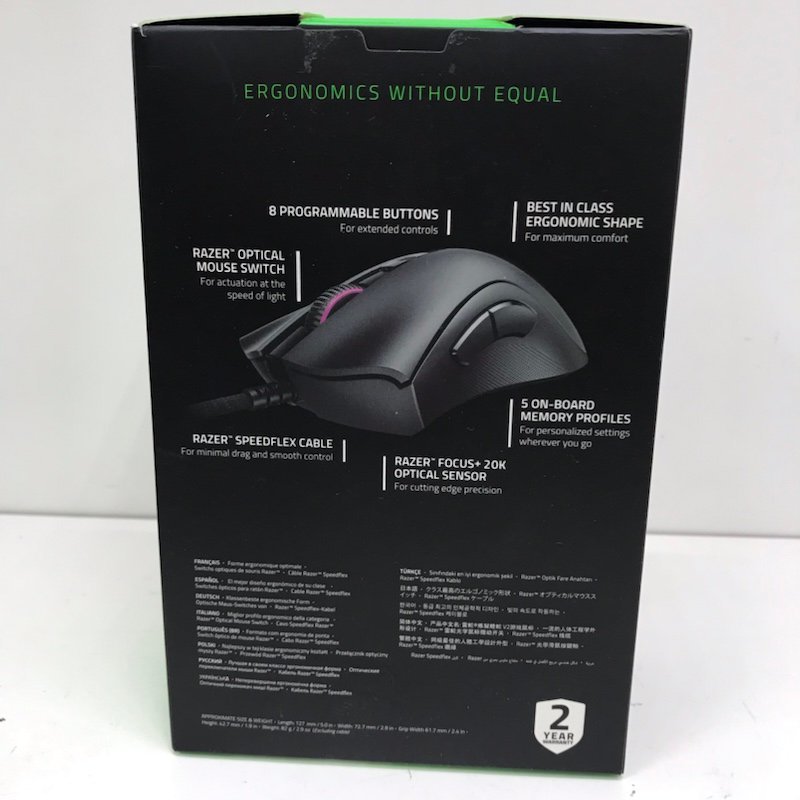 RAZER レーザー DEATHADDER V2 RZ01-0321 ゲーミングマウス マウス 外箱付き 231218SK300606_画像2