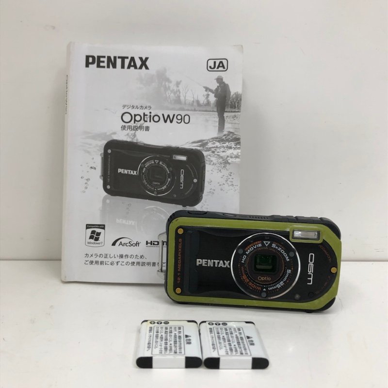 【ジャンク品】PENTAX ペンタックス　Optio W90 防水デジタルカメラ　グリーン　箱なし　充電器なし　240220SK170093_画像1