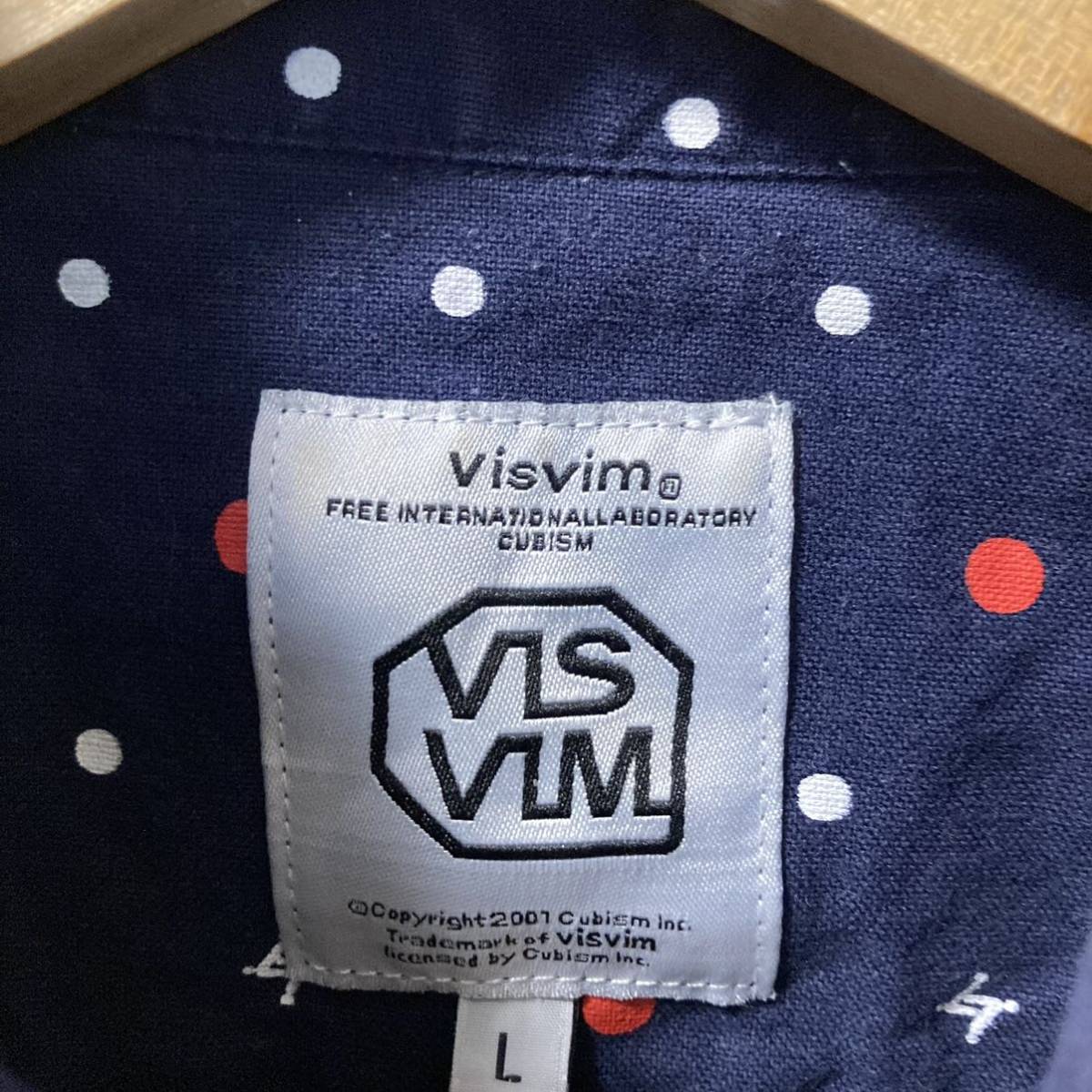 VISVIM ボタンダウンシャツ サイズL 水玉 ドット 総柄 _画像6