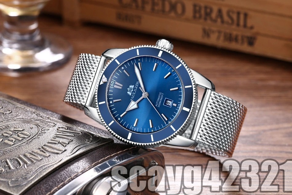目玉◎【PAULAREIS】最新モデル 腕時計 Breitling ブライトリング ブルーステンレス 自動巻き ROLEXオマージュ