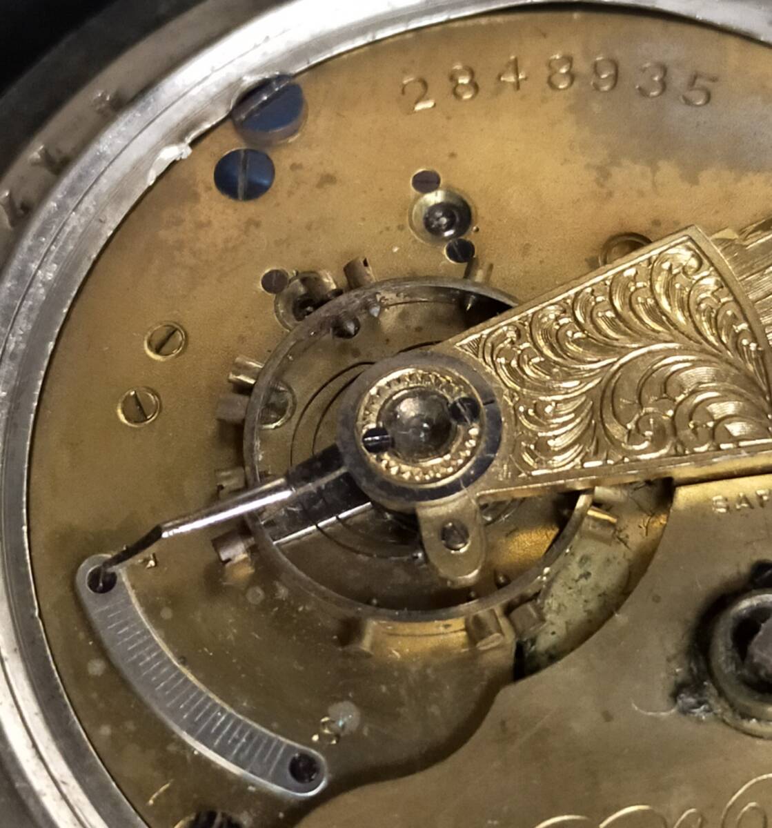 アンティーク 懐中時計 WALTHAM コインシルバー 銀ケース 手巻き 鍵巻き ジャンク 総重量186g ウォルサム_画像9