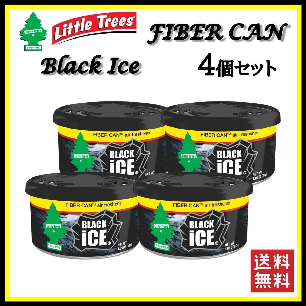 Little Trees Black Ice リトルツリー ファイバーカン ブラックアイス 4個セット 　　 エアフレッシュナー 芳香剤 USDM 消臭剤 JDM D014_画像1