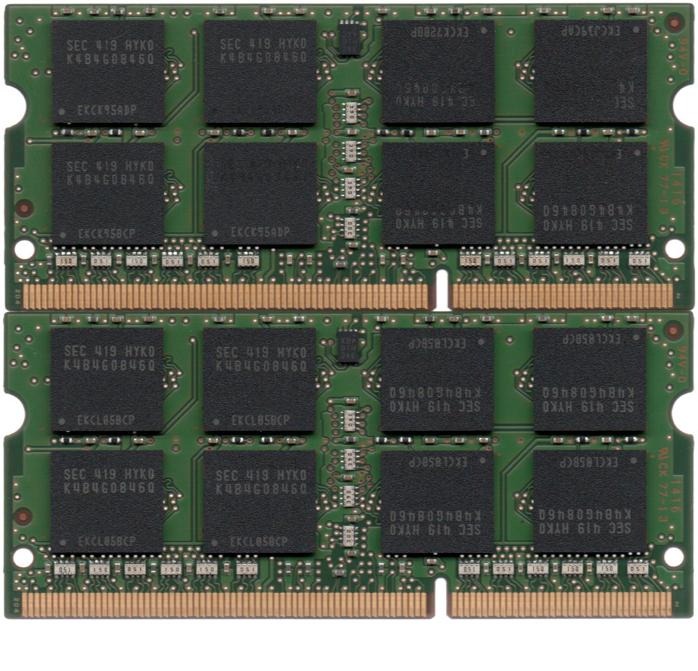 【DDR3 8GBx2枚 合計16GB ノートPC用】＜動作確認済＞SAMSUNG 低電圧 1.35V DDR3L-1600 (PC3L-12800S) M471B1G73QH0-YK0 2枚【中古】H983_Memtestでの検査の結果エラーなし！