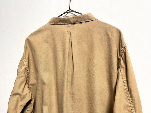 ~1980's? Euro vintage beige cotton fabric grandpa shirts グランパシャツ ユーロビンテージ ユーロ スウェーデン軍 ミリタリー_画像6