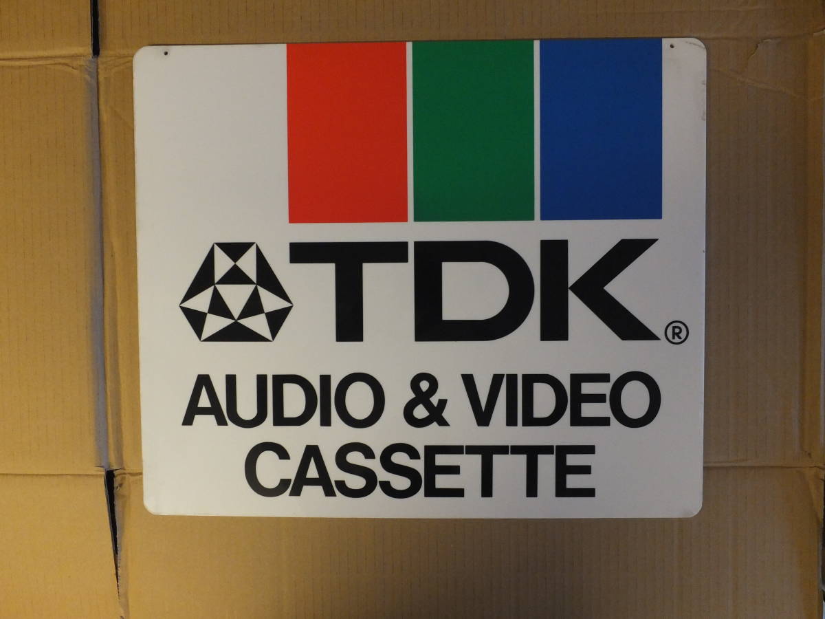 TDK カセット 両面看板　幅50cm　　オーディオテープ　ビデオテープ　レトロ　店頭　サイン　POP　看板_画像1