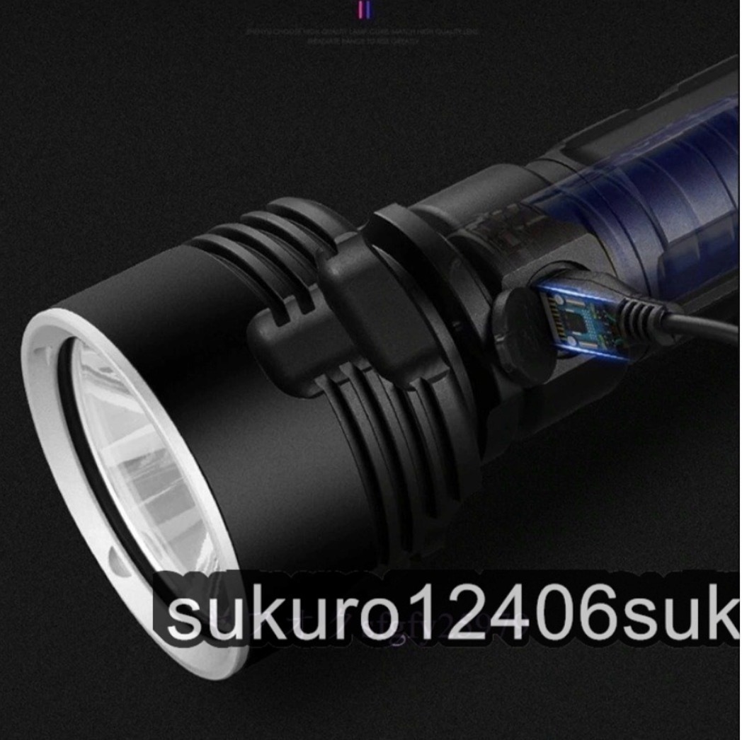 N122 新品超強力なLED懐中電灯XM-L2タクティカル トーチUSB充電式リンテルナ防水ランプ超高輝度ランタン_画像2