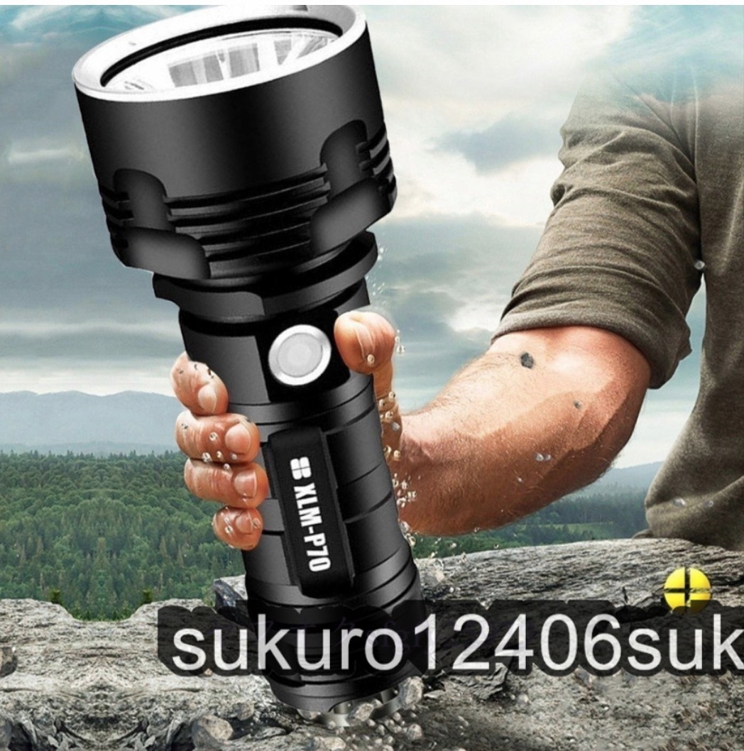 N122 新品超強力なLED懐中電灯XM-L2タクティカル トーチUSB充電式リンテルナ防水ランプ超高輝度ランタン_画像1