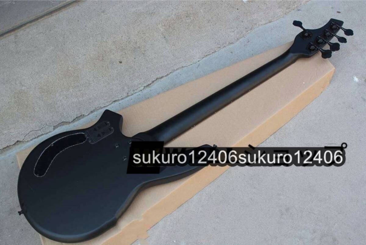マットブラックカスタマイズギター 5弦エレキベース フレットボード付き ブラックハードウェア アクティブ回路