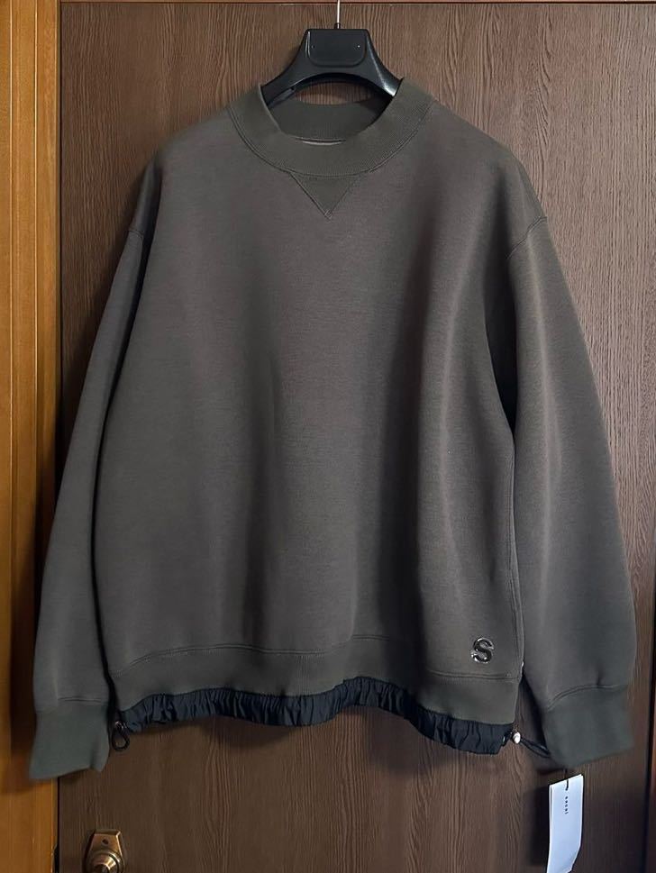 2新品 sacai サカイ メンズ S ロゴ パッチ スポンジ スウェット シャツ トープ 23AW size 2 M 長袖 トレーナー ドローコード_画像1