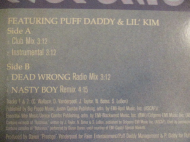 The Notorious B.I.G. ： Notorious B.I.G. F. Puff Daddy & Lil' Kim 12'' c/w Dead Wrong / Nasty Boy Remix (( 落札5点で送料当方負担の画像3